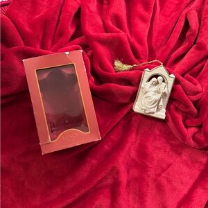 Lenox Handcrafted Cream and Gold Ornament- Mary & Joseph